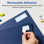 Avery® Matte White Removable Rectangle Labels, Sure Feed® Technology, Print-to-The-Edge, 1" x 2", 2,400 Removable Labels, Laser/Inkjet Printable 2,400 labels