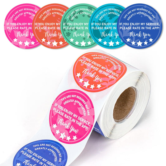 Lesnala 480Pcs 5 Star Review Stickers Thank You for Your Order Labels Tamper Evident Food Package Tags for Bags Grocery Shopper Tips Rating 5 Colors Multicolour