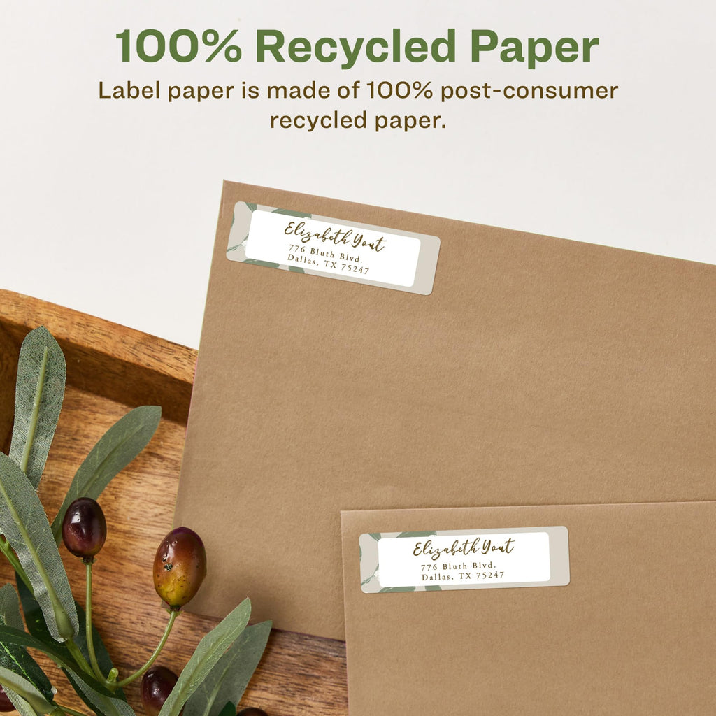 Avery® EcoFriendly Recycled Return Address Labels, 1/2" x 1-3/4", White, Permanent Label Adhesive, 8,000 Printable Labels (48467) 8,000 labels 1/2" x 1-3/4"