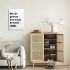 XWELLDAN Be The Person You Want to Work With Inspirational Quote Wall Art Canvas Prints,Team Work Motivational Quotes Wall Art Decor for Home Office Workplace, 11 x 14 Inch, Framed White 14"L x 11"W