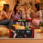Movie Night Supplies Wooden Movie Night Snack Trays Gift Basket Halloween Home Theater Snack Caddy Popcorn Drink Candy Holder Box for Family Room Container Decor