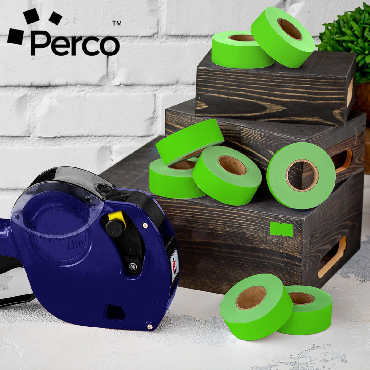 Perco 1 Line Price Gun Labels - Fluorescent Green, 8000 Count 1 Sleeve