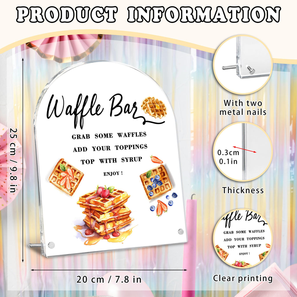 Waffle Bar Sign, Acrylic Signs for Baby Shower Gender Reveal Bridal Shower Wedding Birthday Party, Dessert Bar Sign Reception Supplies dark brown