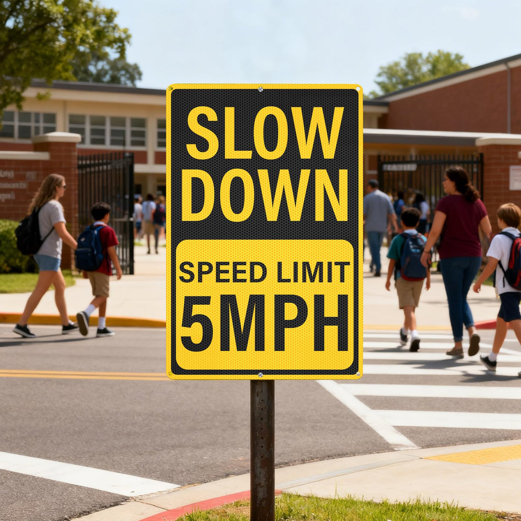 2 Pack Slow Down Speed Limit 5 MPH Signs 12 x 18 Inches Reflective Yellow