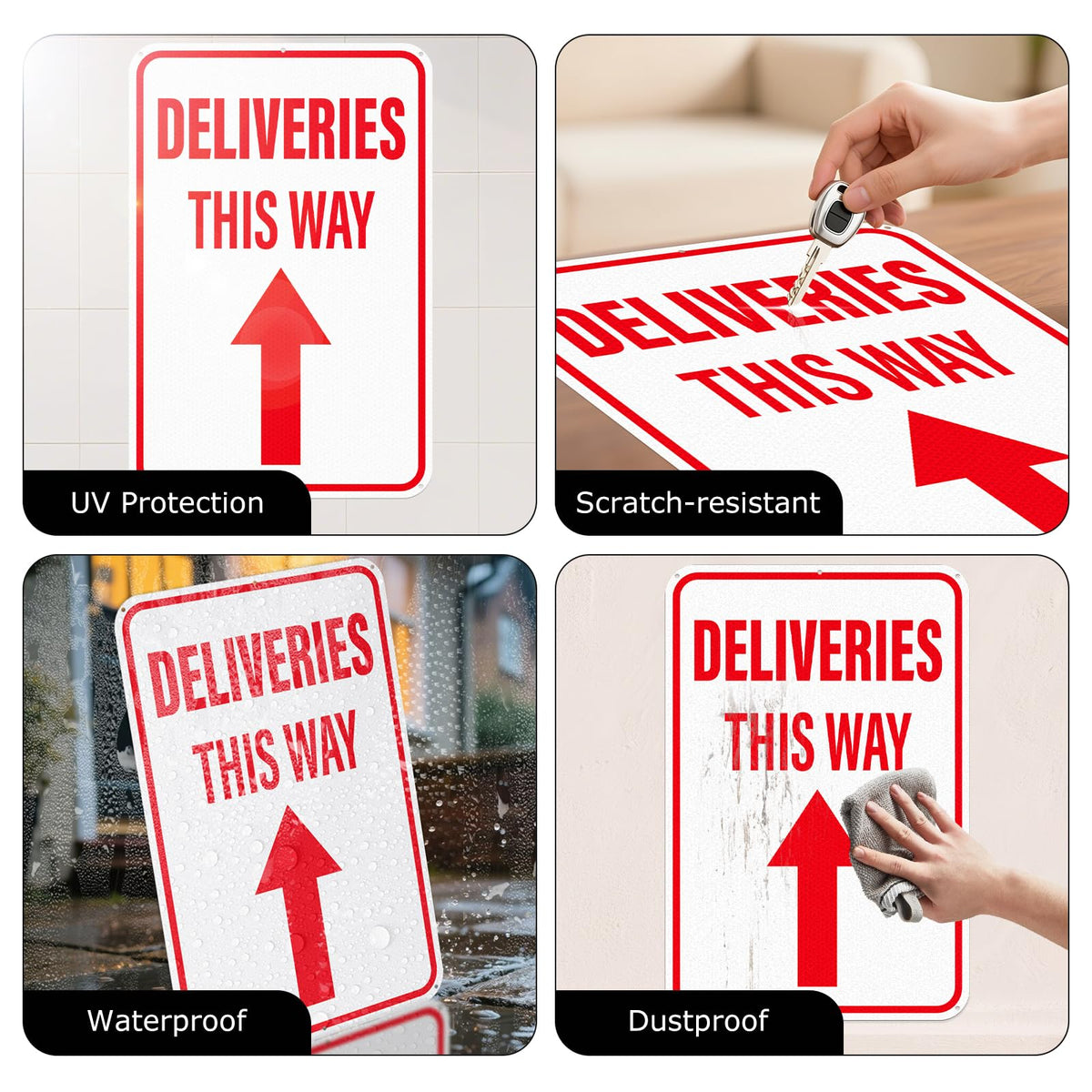 2 Pack Deliveries This Way Sign with Directional Upward Arrow 18 × 12 Inch Reflective Aluminum Rust Free Metal Package Delivery Signs for Outside Home Business Property Red-Upward Arrow
