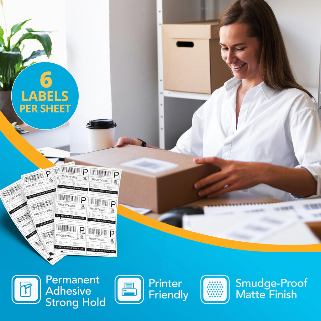 Shop4Mailers 600 Count (100 Sheets) 6-Up 3 1/3 x 4 Shipping Labels 600 Labels