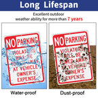 4 pack No Parking Sign, Violators Will Be Towed Away at Vehicle Owners Expense, 14 X 10 Reflective .40 Rust Free Aluminum, UV Protected, Weather Resistant, Waterproof, Durable Ink，Easy to Mount No Parking Sign, red-and-white - 4 Pack
