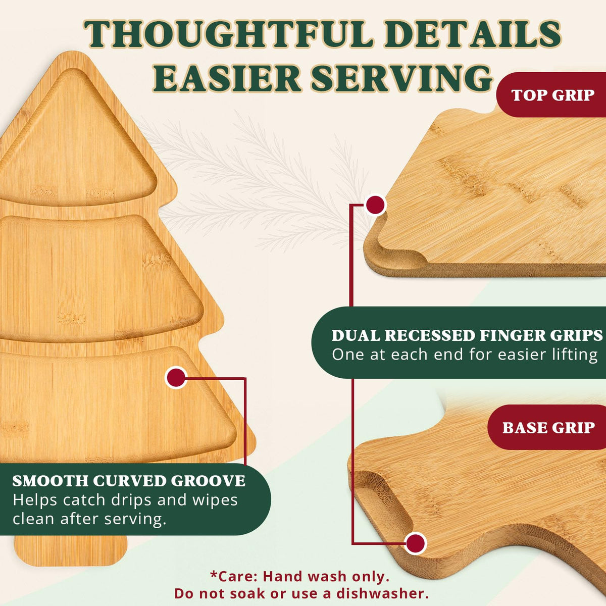 Bamboo Christmas Tree Charcuterie Board, 16.5 x 11.8 in