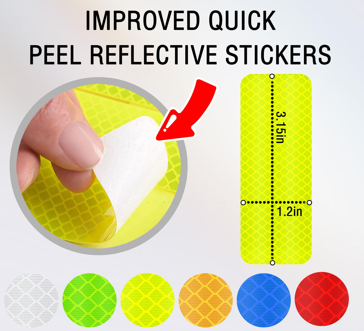 GEOCCI 60 PCS Reflective Safety Tape Stickers 1.2″ x 3.15″ Safety Warning Tape for Helmets, Cars, Mailboxes & More（Mixed Colors） Mixed Colors