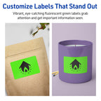 Avery® Printable Rectangle Labels, Sure Feed® Technology, 1-1/2" x 3-3/4", Neon Green Labels, Print-to-The-Edge, Laser/Inkjet Printable, 400 Total, Great for Mailing and Candles 400 labels