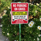 SmartSign 12" x 10" 'No Parking On Grass Violators Towed, Do Not Drive On Grass' Yard Sign with 3 ft Stake, 40 mil Aluminum 3M Laminated Engineer Grade Reflective, Multicolor Reflective Aluminum Sign with 3' Stake