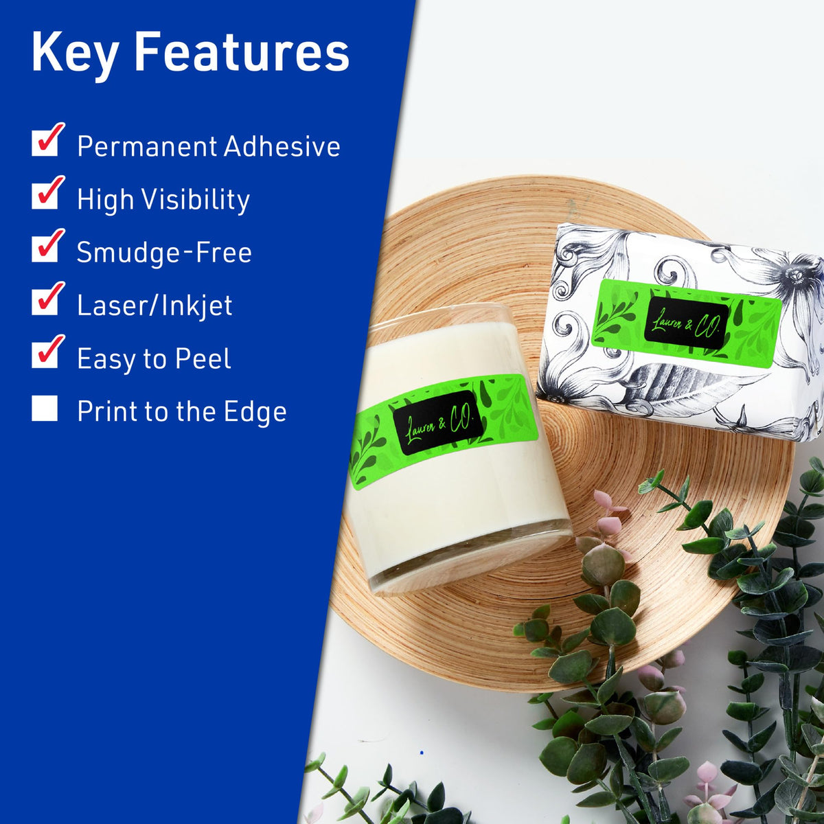 Avery® Printable Rectangle Labels, Sure Feed® Technology, 1" x 4", Neon Green Labels, Laser/Inkjet Printable, 800 Total, Great for Mailing and Cosmetics 800 labels