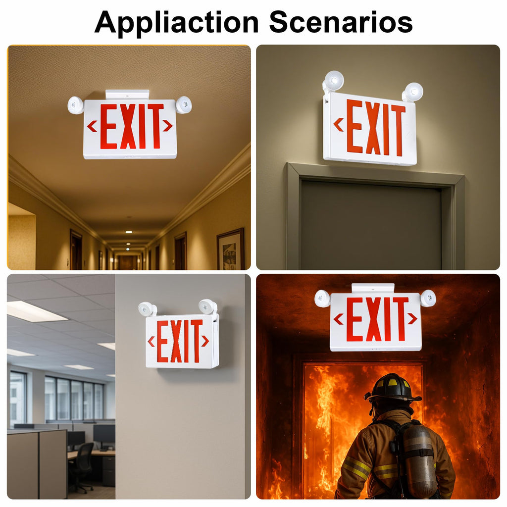 Gruenlich Exit Sign with Emergency Light, Battery Backup, 1 Pack 1-Pack