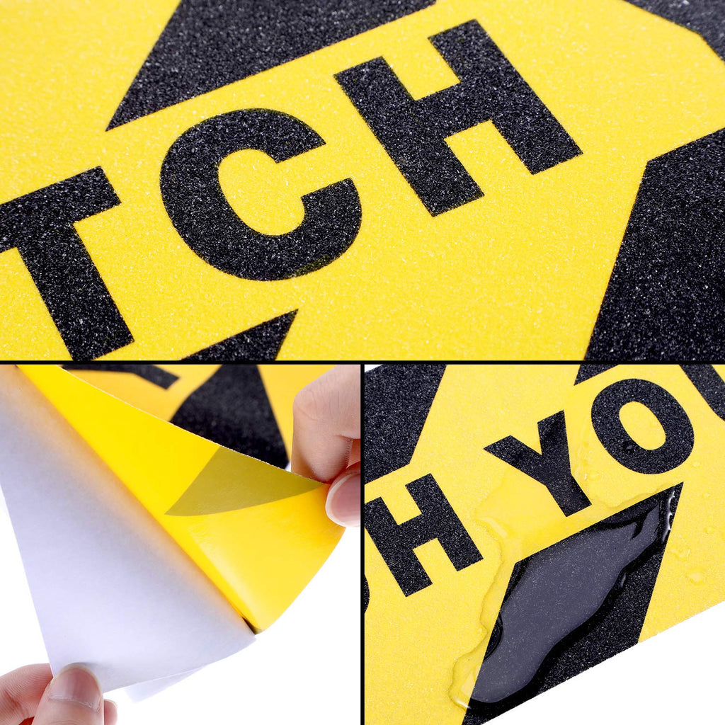 Boao 6 Pieces Watch Your Step Floor Stickers Anti Slip Abrasive Safety