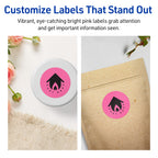 Avery Printable Round Labels, Sure Feed Technology, 1-2/3" Diameter, Bright Pink Labels, Print-to-The-Edge, Laser/Inkjet Printable, 400 Total, Great for Stickers and Candles 400 Labels
