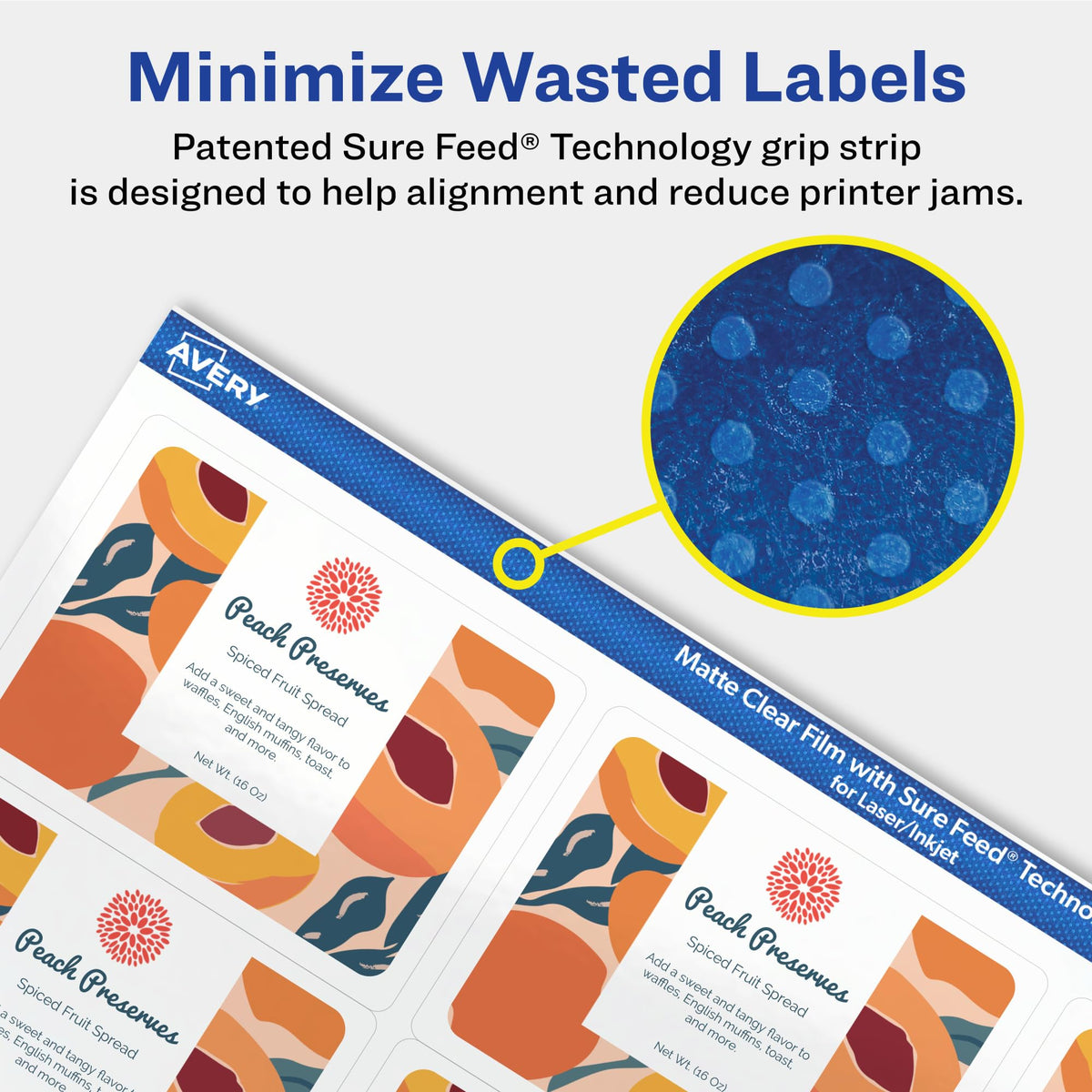 Avery Matte Clear Rectangle Labels, Sure Feed Technology, 2" x 2-5/8", 150 Matte Clear Labels, Laser/Inkjet Printable 150 labels