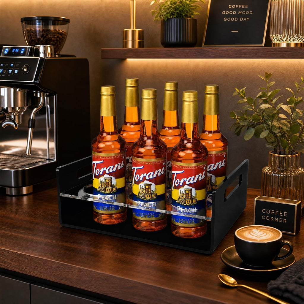 BOATWAY 6-Bottle Acrylic Coffee Syrup Organizer for Countertop
