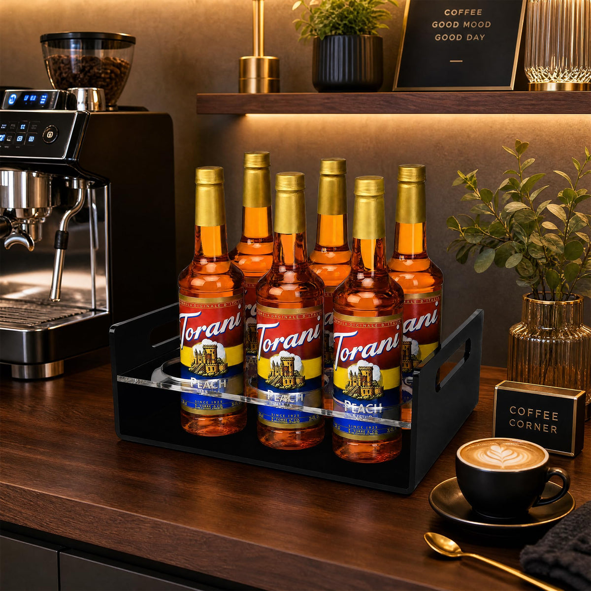 BOATWAY 6-Bottle Acrylic Coffee Syrup Organizer for Countertop
