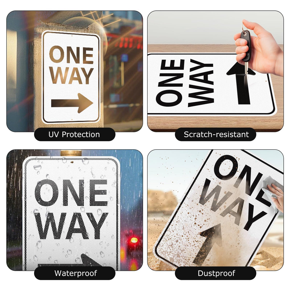 2 Pack One Way Sign with Right Arrow 18 × 12 Inches