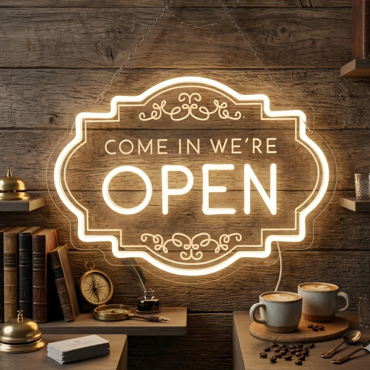 Open Neon Sign 17"x12.6", USB Powered LED Light for Store Decor door-white