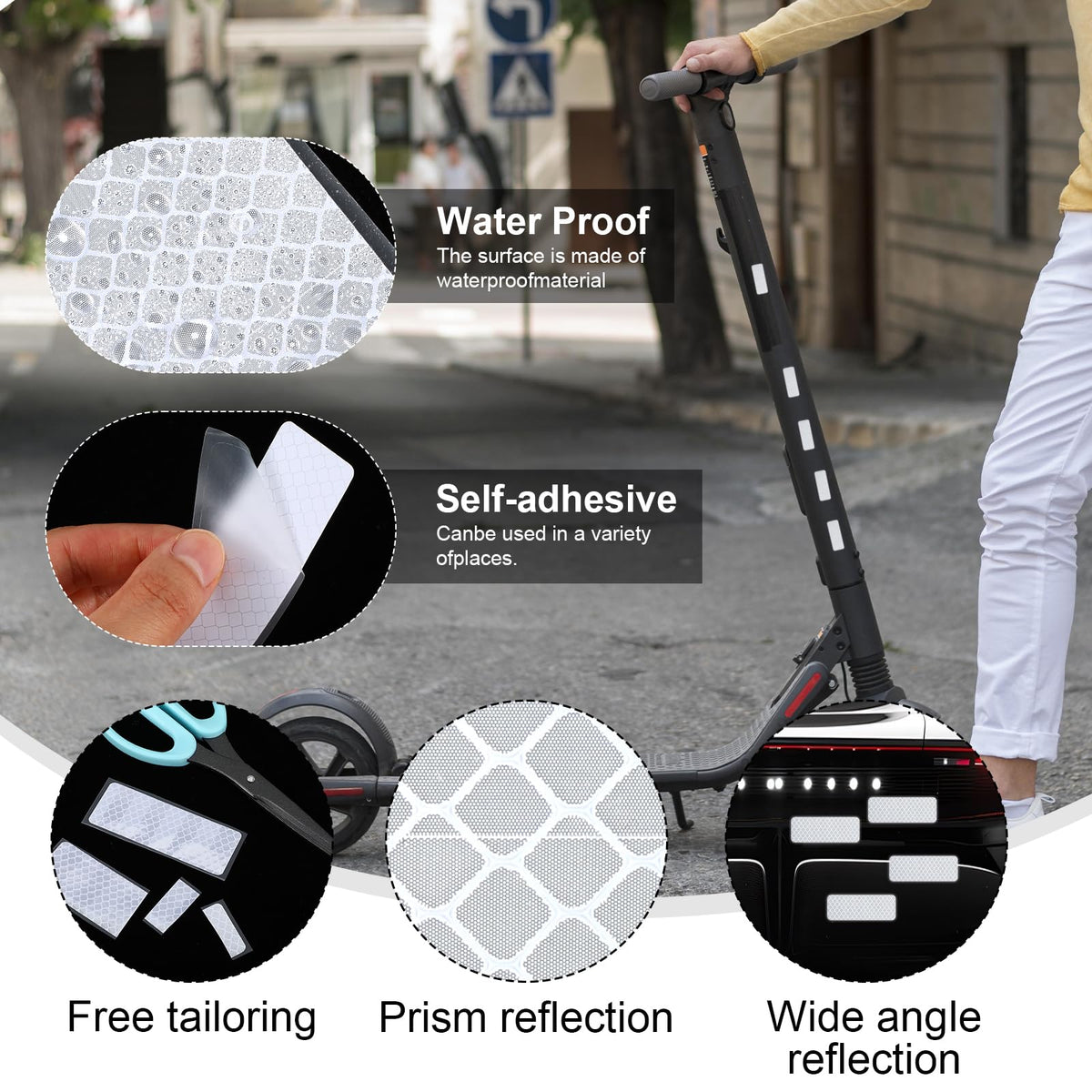 Lusofie 60 Pcs Reflective Stickers High Visibility Reflective Tape Safety Reflectives Strips Waterproof Reflector Tape for Bicycles Cars Motorcycles Helmets and Mailboxes,1.2 x 3.15 Inch(White) White