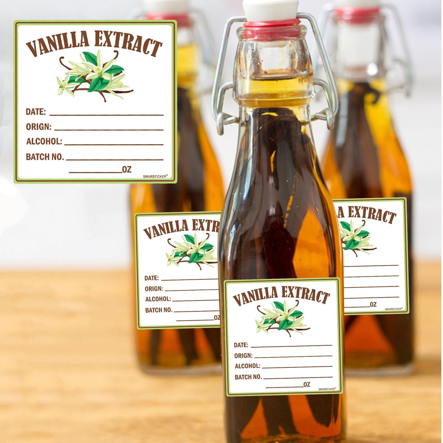 Christmas Vanilla Extract Labels Round Circle Gloss White Labels Homemade Vanilla Stickers for Handcrafted Vanilla Bottles, Gift,Kitchen Pantry,Jar,Organization 250pcs (3 Inch, Color2) 3 Inch