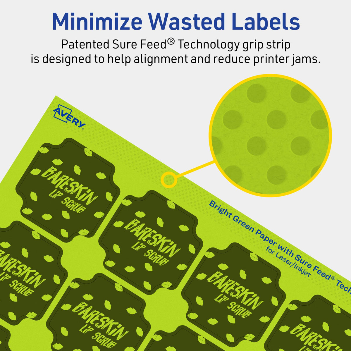 Avery® Printable Square Scalloped Labels, Sure Feed® Technology, 1-5/8" x 1-5/8", Bright Green Labels, Print-to-The-Edge, Laser/Inkjet Printable, 400 Total, Great for Cosmetics and Jars 400 labels