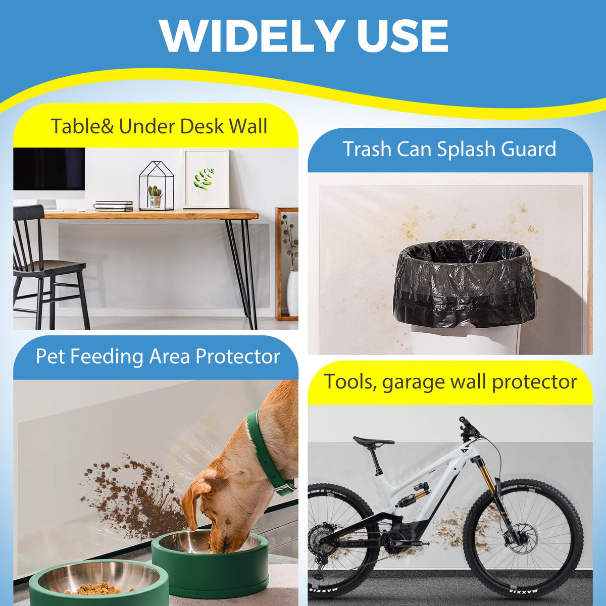 Electrostatic Wall Protective Film, Clear Protector Removable Contact Paper, Transparent Static Cling, Plastic Wall Protector from Trash Can, Chair Back, Furniture, Door 9.84ft 15.7inx9.84ft