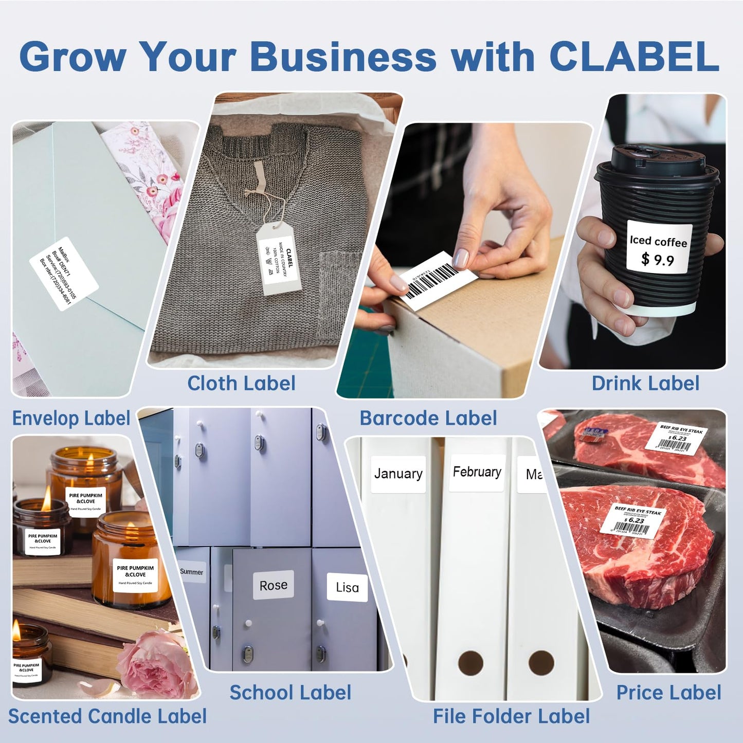 Clabel 1.57"x1.18" Thermal Sticker Label Paper, Compatible with 221D 321D Label Printer, Self-Adhensive Thermal Labels for Address, Logo, Shipping, Barcodes,QR Code (230 Labels/Roll,6 Rolls) 40*30