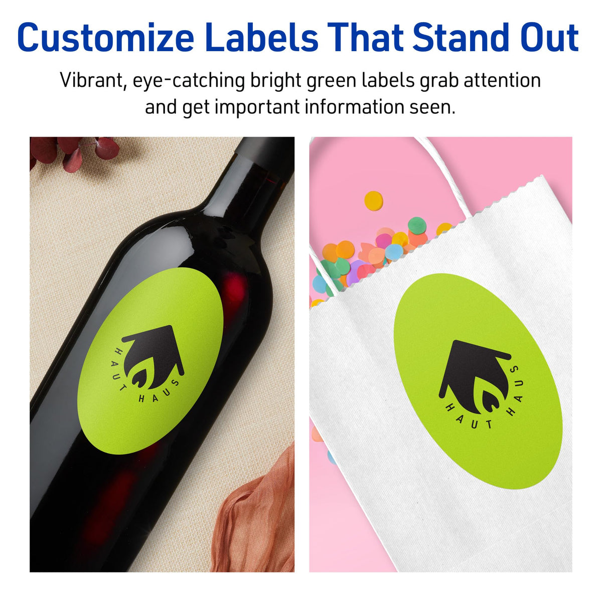 Avery Printable Oval Labels, Sure Feed Technology, 4" x 6", Bright Green Labels, Print-to-The-Edge, Laser/Inkjet Printable, 40 Total, Great for Packaging and Candles 40 labels