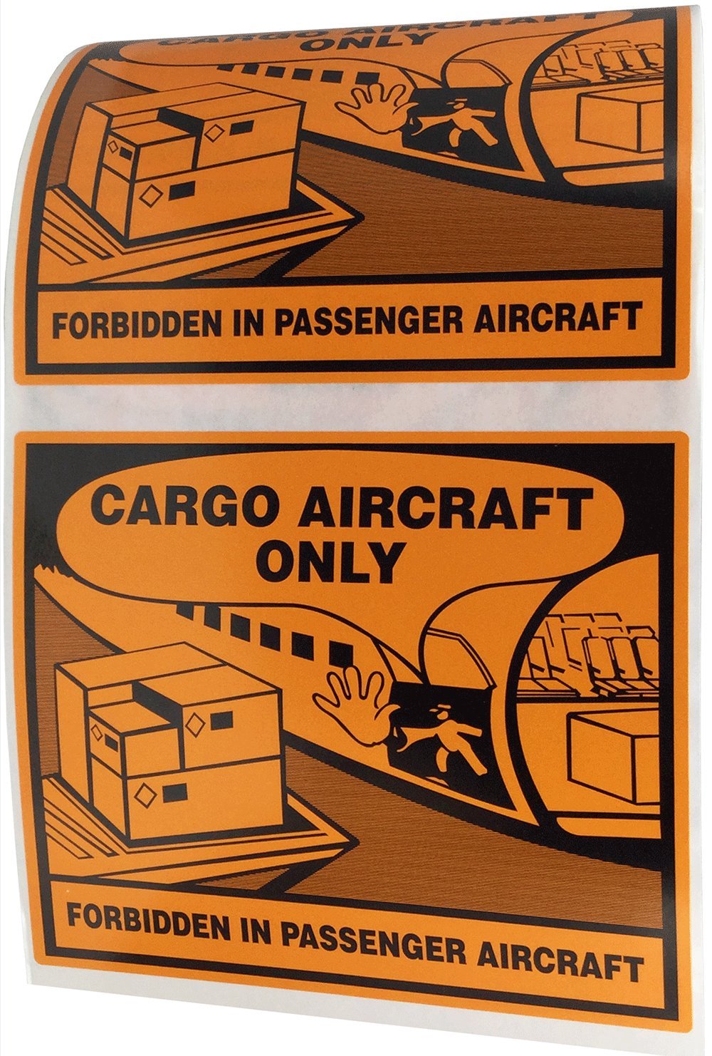 Cargo Aircraft Only Warning Labels 4 x 4 3/4 Inch 500 Adhesive Stickers