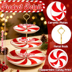 3 Tiers Christmas Peppermint Ceramic Cake Stand Dessert Tray