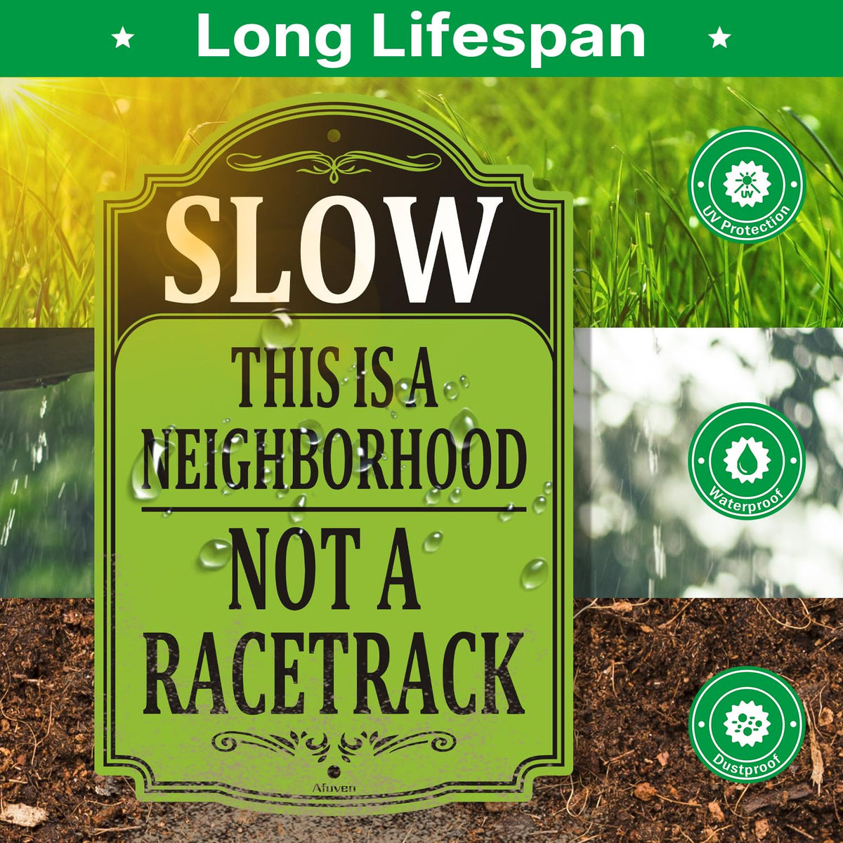 Slow This is A Neighborhood Not A Racetrack Signs 18x12 inches Metal Reflective Rust Aluminum UV Protected Waterproof Sturdy Easy Mounting Outdoor Use 2 Pack