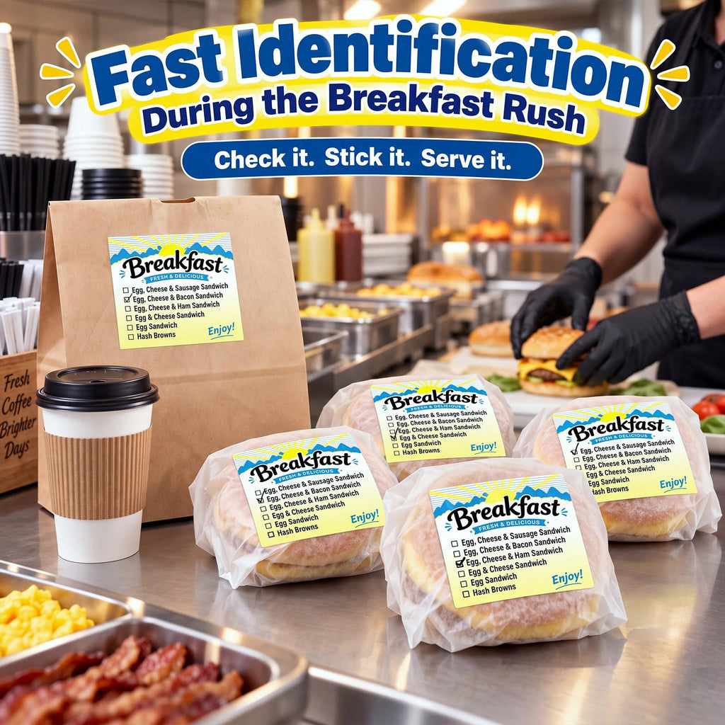 Dunzoom 1 Roll Breakfast Sandwich Check-Off Food Information Labels