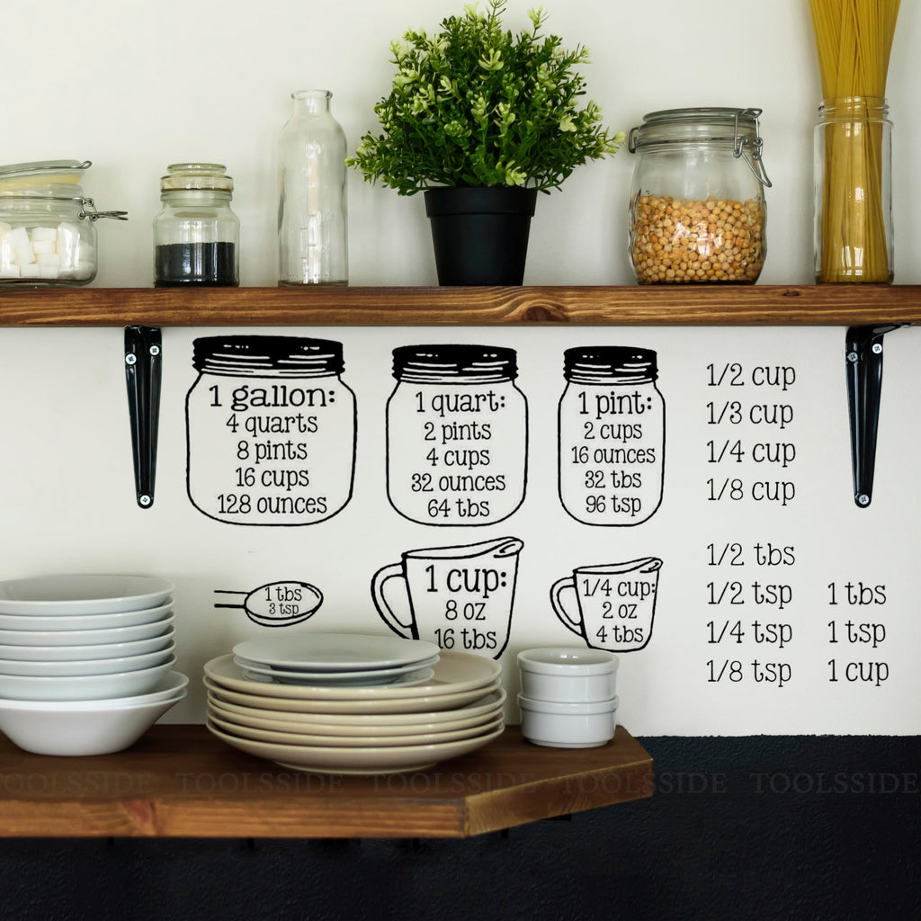 Kitchen Measurement Stickers Measuring Decals Cup Labels Vinyl Wall Cabinet
