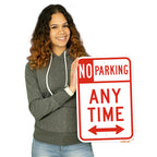 Brimar 12"x18" No Parking Any Time Signs -Weatherproof, Rust Free Aluminum - UV Protected - Perfect for Driveways, Indoor & Outdoor Use 12x18" Double Arrow (Rust-Free)