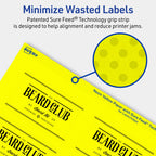 Avery Printable Rectangle Labels, Sure Feed Technology, 2" x 3", Neon Yellow Labels, Print-to-The-Edge, Laser/Inkjet Printable, 320 Total, Great for Mailing and Candles