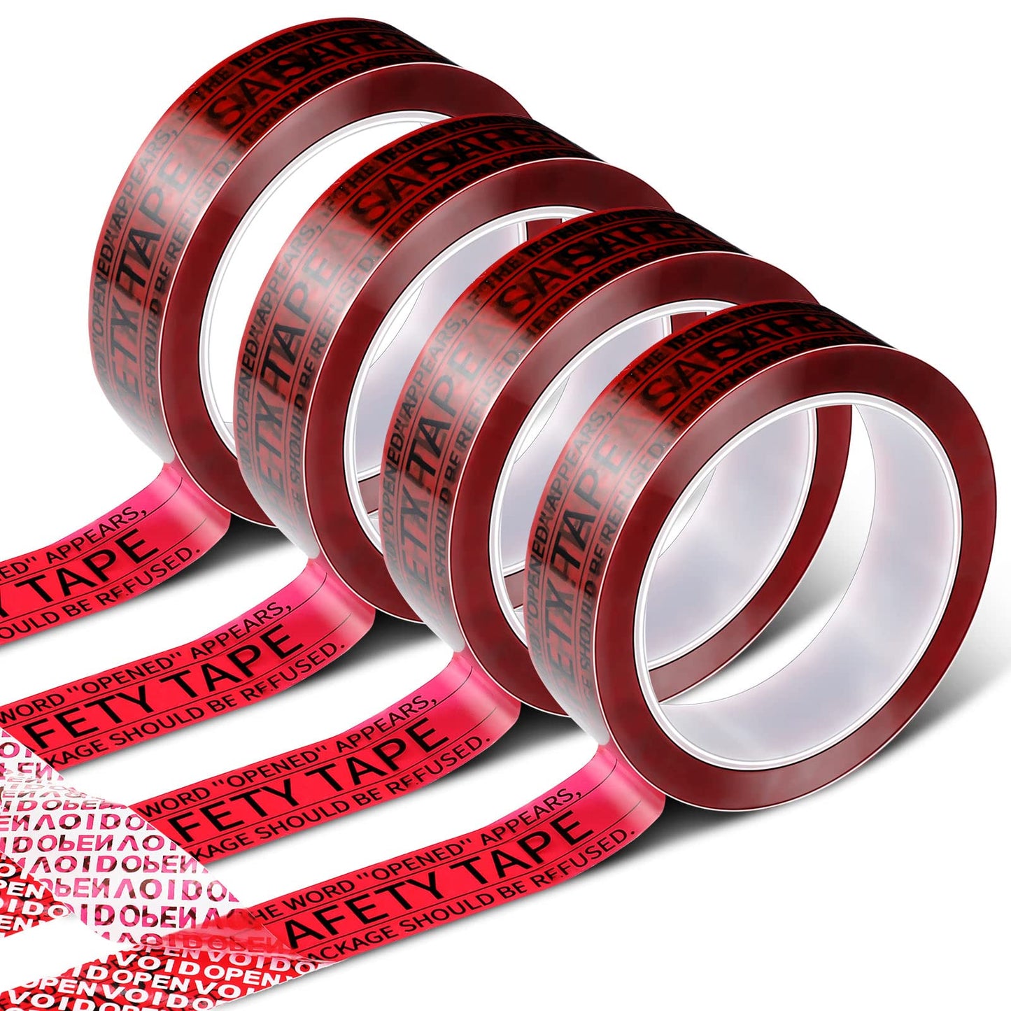 Geyee 4 Rolls Total Transfer Red Seal Tape Security Tamper Evident Tape Tamper Resistant Thick Void Film Packing Tape for Evidence Box, Envelope, Shipment, Mail, Each 1 inch x 55 Yards