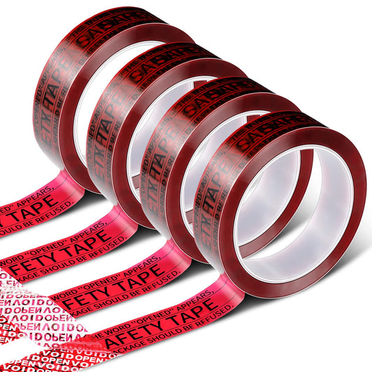 Geyee 4 Rolls Total Transfer Red Seal Tape Security Tamper Evident Tape Tamper Resistant Thick Void Film Packing Tape for Evidence Box, Envelope, Shipment, Mail, Each 1 inch x 55 Yards