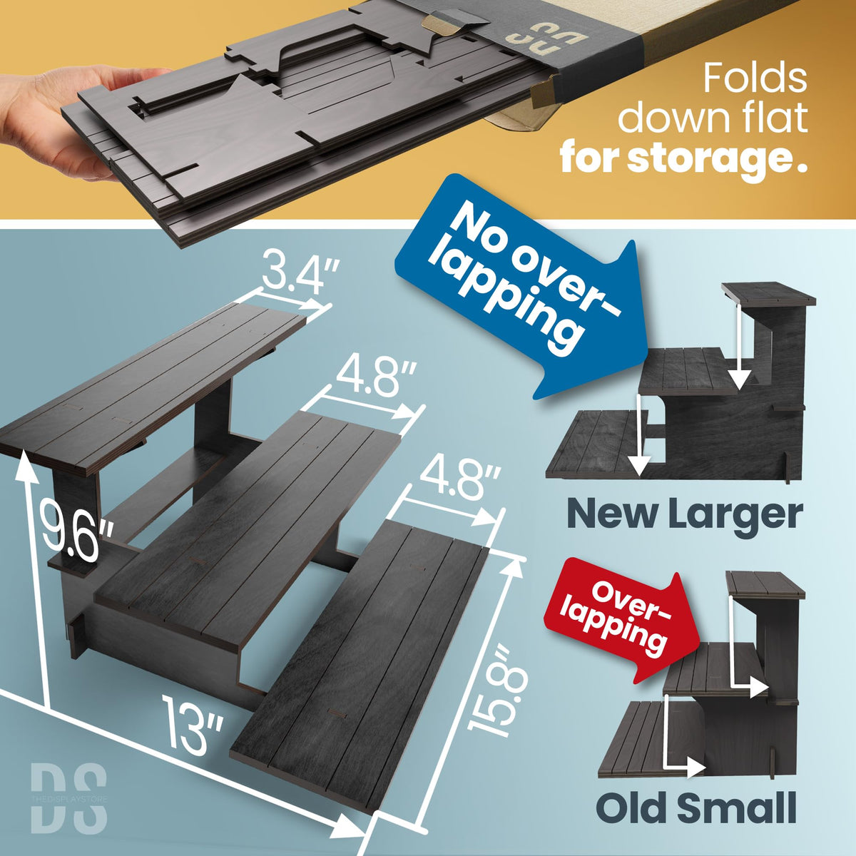 3-Tier Wooden Display Stand Bundle for Vendors, Craft Fairs, Markets, Retail