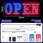 LED Open Signs for Business, HETAIJIE 30" x 10" Large super Bright LED open Sign, Dimmable US Flag Design Storefront Display, 12 Modes Flashing for Shop Bar Cafes Window (High Brightness) 30*10inch