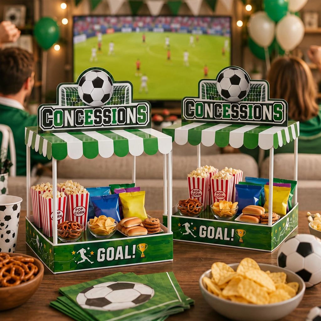 Willinglong 2 Set Soccer Party Decor Concession Treat Stand 20.5" x 12"
