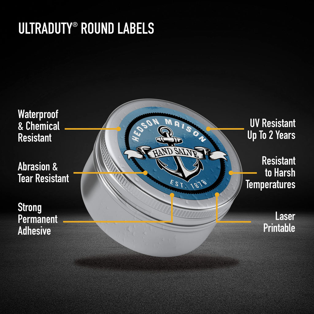 Avery UltraDuty GHS Labels, Waterproof, 2" White Round Labels, 600 Total, Use with Laser Printers 2" 600 labels