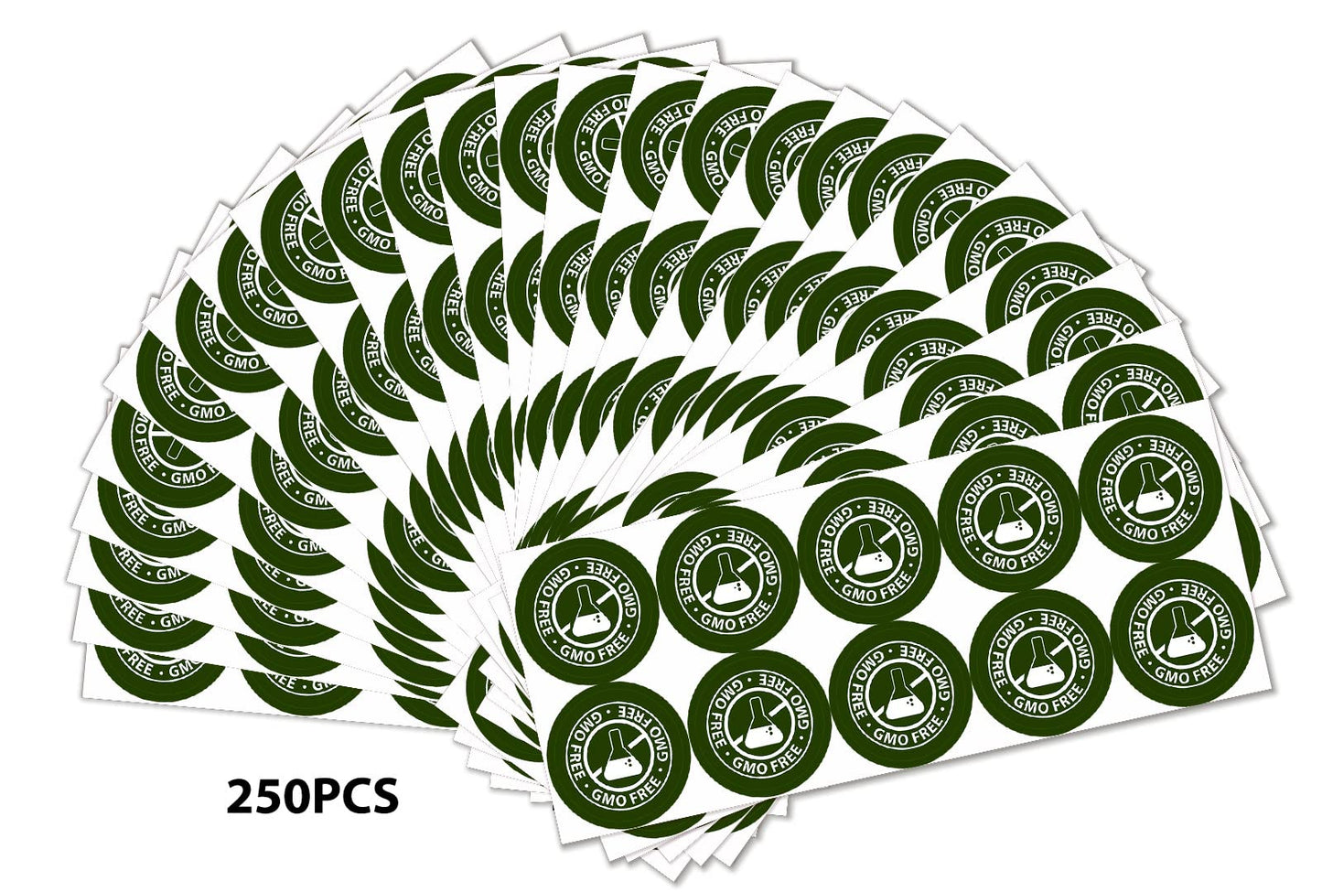 GMO Free, Non-GMO Food Rotation Labels 3 cm Circle Dots 250 Adhesive Stickers