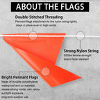 Pennant Safety Flags, Flagging Banner Warning Flags, Marking Flag on String for Parking Lot Events, Traffic Barrier Line, Yard Roof Perimeter, Boundary Construction Workplace 100ft 7x10inch orange