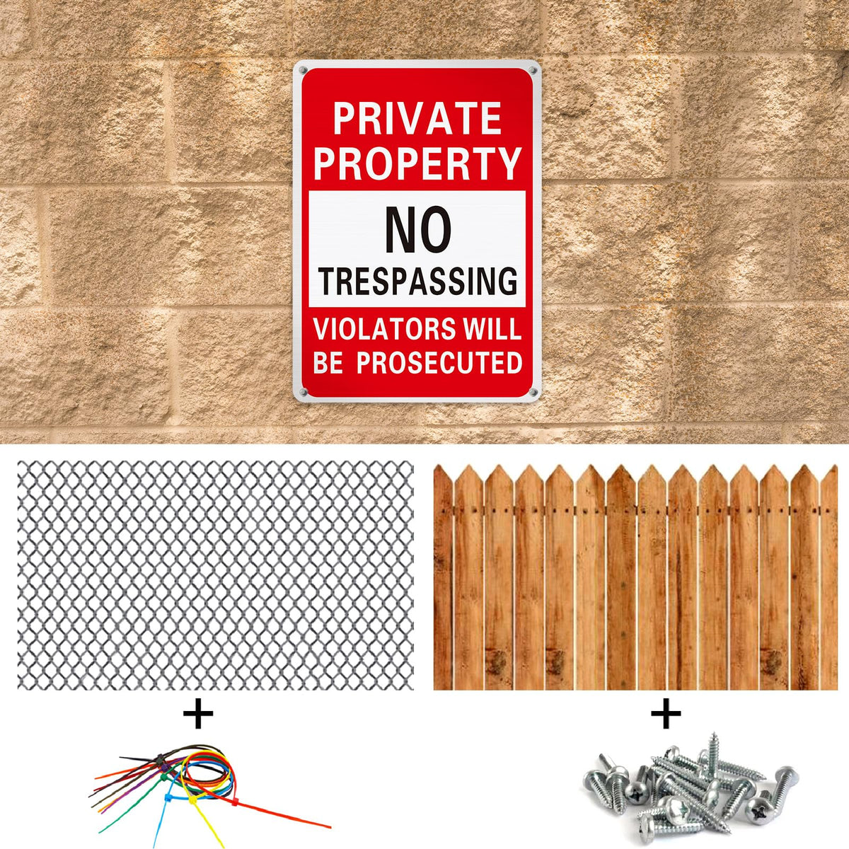Yaocom 8 Pcs No Trespassing Signs Private Property Metal Rust Free Aluminum Sign Will Be Prosecuted Signs Easy to Mount Weather Resistant Waterproof Reflective Durable Ink(Red,10x14") 10x14" Red