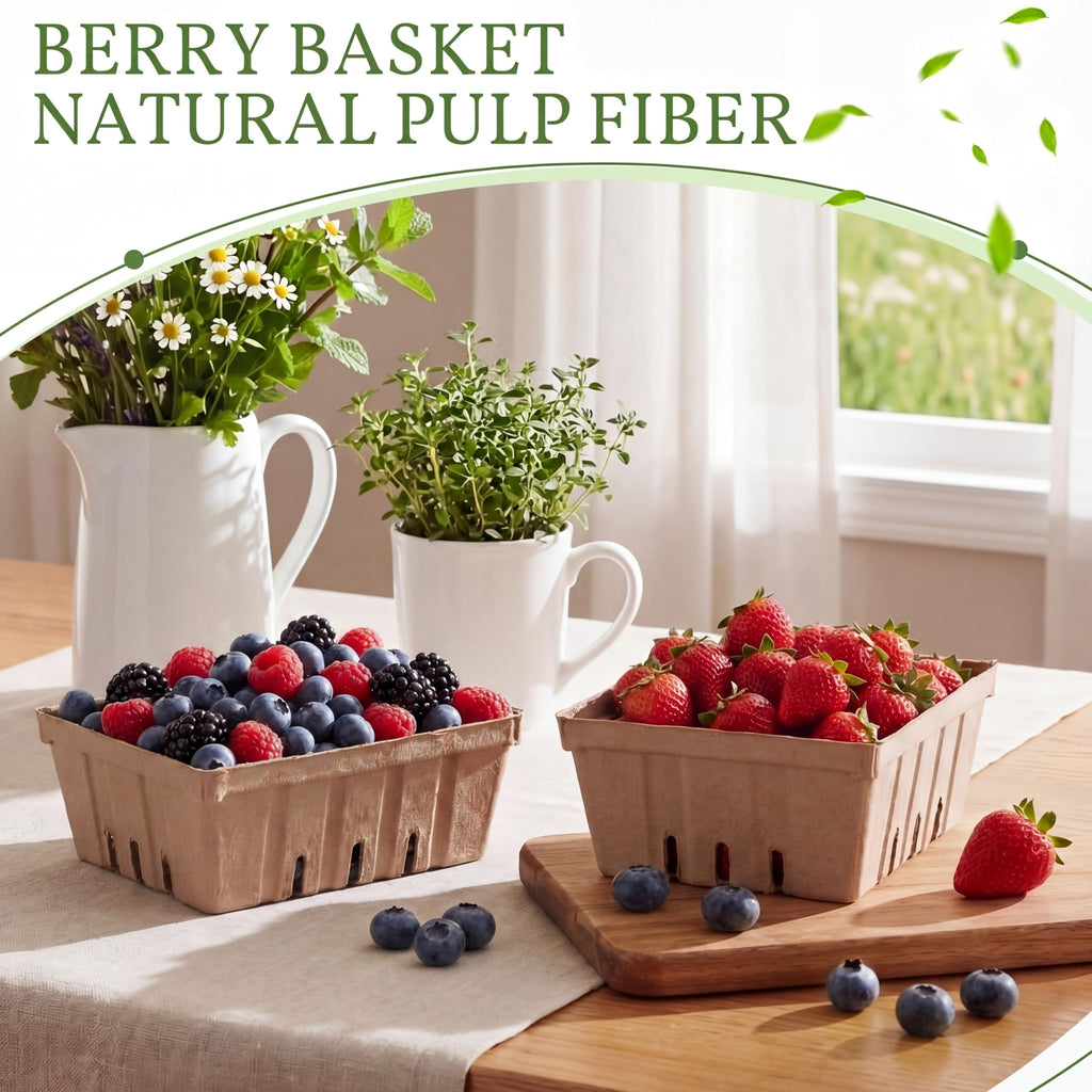 Reallnaive 20 Pack Natural Pulp Fiber Berry Baskets 3 Pint