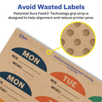 Avery® Kraft Brown Oval Labels, Sure Feed® Technology, 1-1/8" x 2-1/4", 1,050 Kraft Brown Labels, Print-to-The-Edge, Laser/Inkjet Printable 1,050 labels