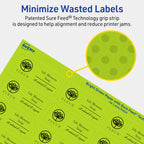 Avery Printable Rectangle Labels, Sure Feed Technology, 1" x 2-1/2", Bright Green Labels, Laser/Inkjet Printable, 480 Total, Great for Mailing 480 labels