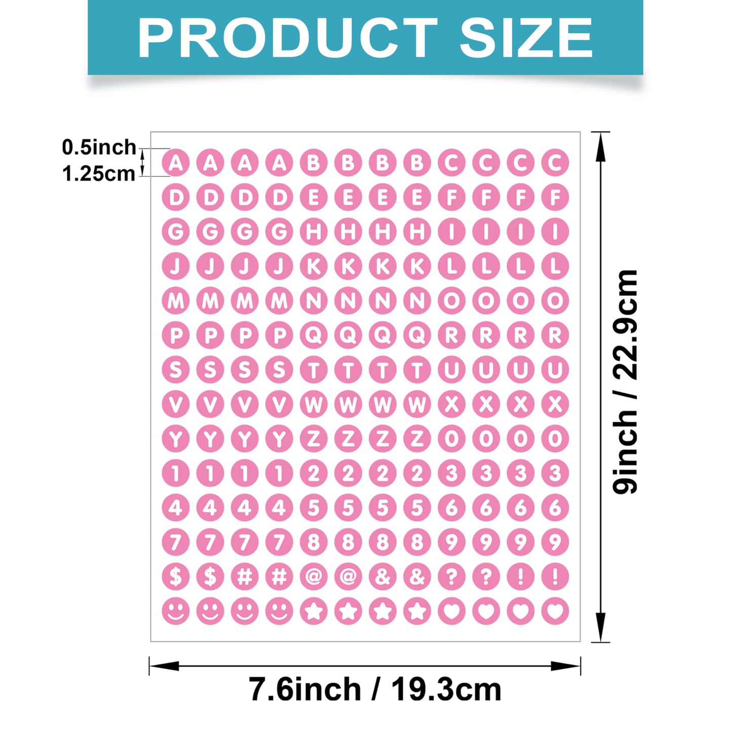 1680 Pieces 0.5 Inch Circle-Backed Letter Stickers, 10 Sheets Alphabet and Number Stickers with Cute Designs, Vinyl Stickers for DIY Cards, Item Labeling, Bullet Journaling, Scrapbooking - Pink